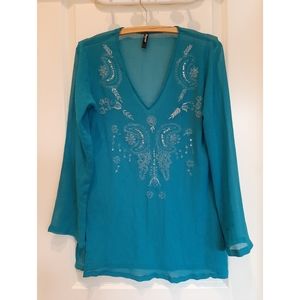 Light Blue, Loose Fitted Tunic Shirt